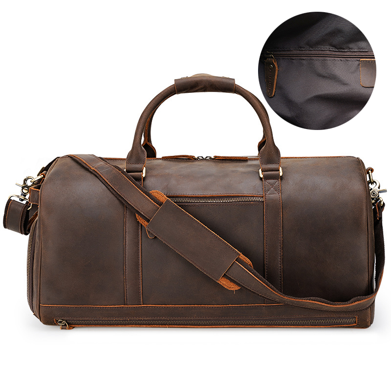 travel bag Genuine Leather business sneaky link overnight with shoes compartments sac de voyage travel bag