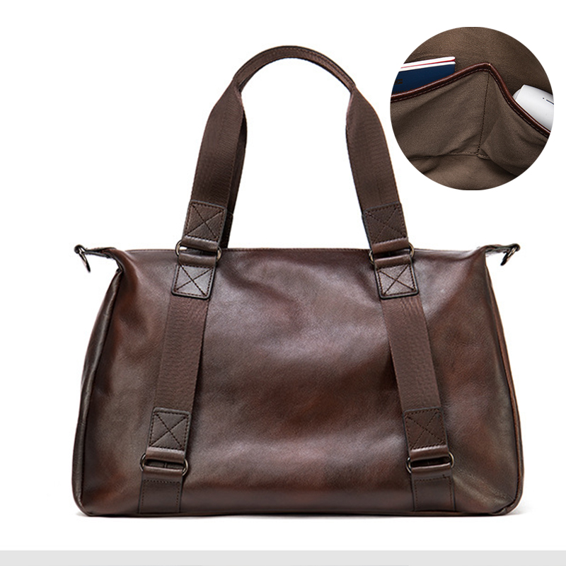 travel bag Genuine Leather Retro traveling for men hand waterproof duffle bag